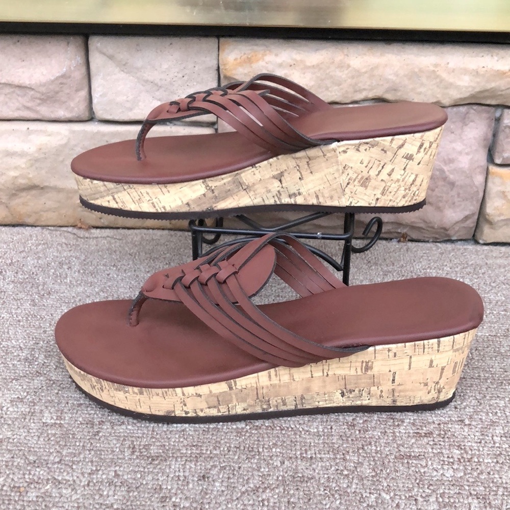 Brown wedge sandals